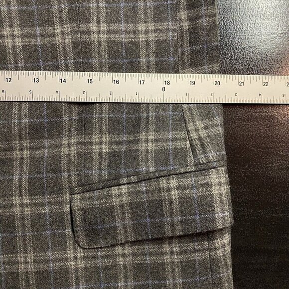Faconnable Loro Piana Sport Coat 41R Wool Cashmere Silk Flannel Grey Plaid - Picture 13 of 16